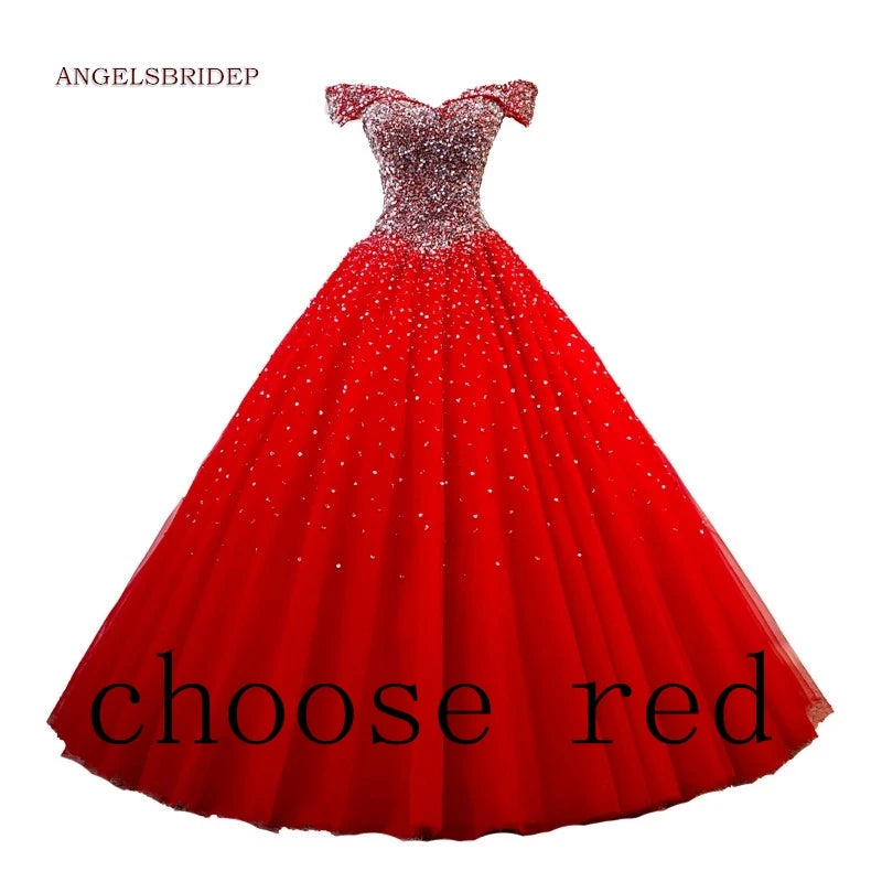 Luxury Crystal Beaded Quinceanera Dress - Full Tulle Ball Gown