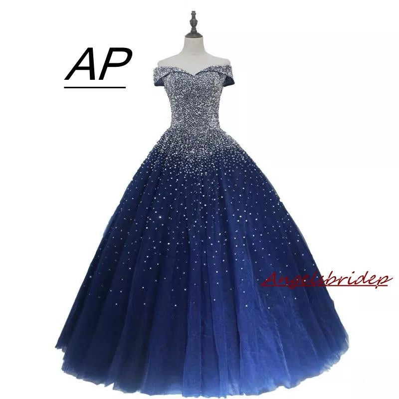 Luxury Crystal Beaded Quinceanera Dress - Full Tulle Ball Gown