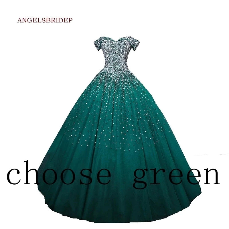 Luxury Crystal Beaded Quinceanera Dress - Full Tulle Ball Gown