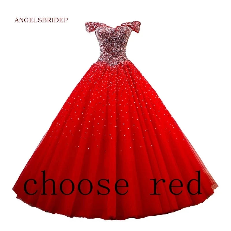 Luxury Crystal Beaded Quinceanera Dress - Full Tulle Ball Gown