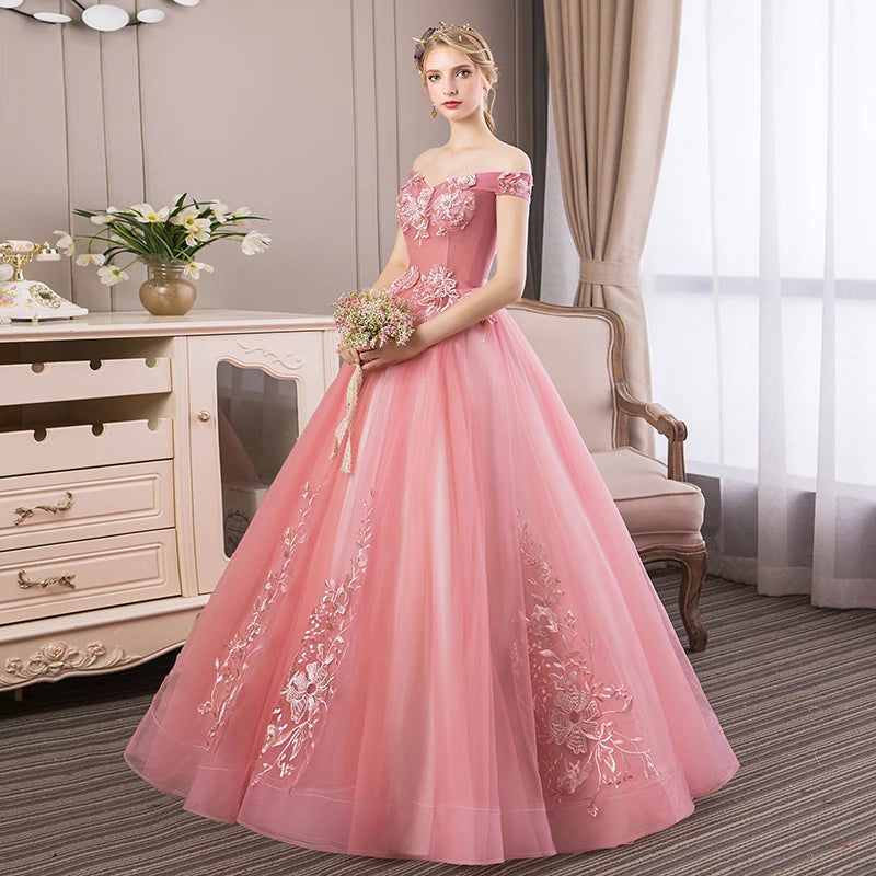Elegant Boat Neck Quinceanera Dress - Luxury Lace Ball Gown
