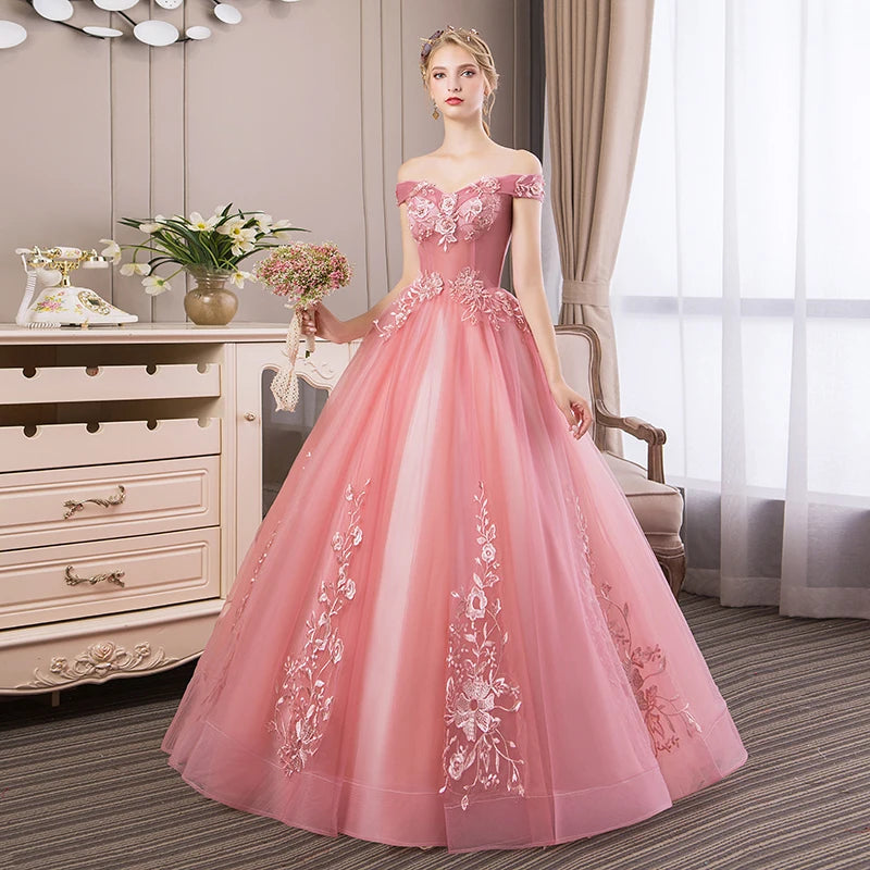 Elegant Boat Neck Quinceanera Dress - Luxury Lace Ball Gown