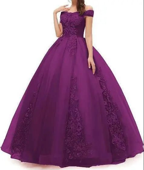 Elegant Boat Neck Quinceanera Dress - Luxury Lace Ball Gown