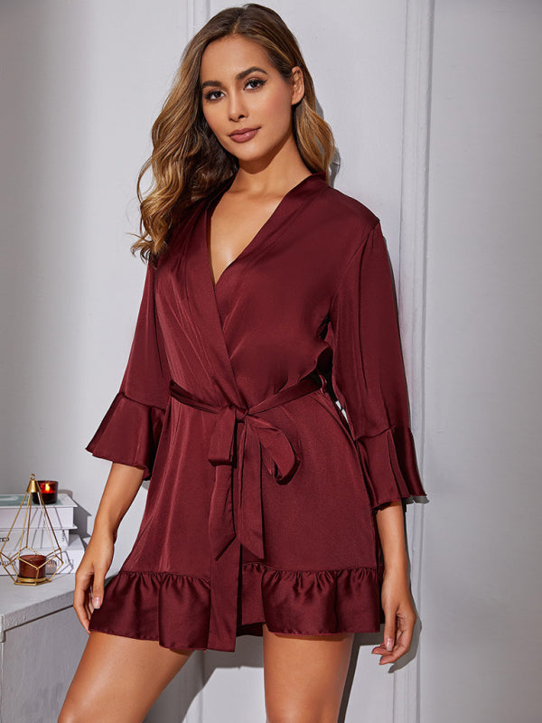 Women's Solid Polyester Woven Robe - Luxurious Loungewear