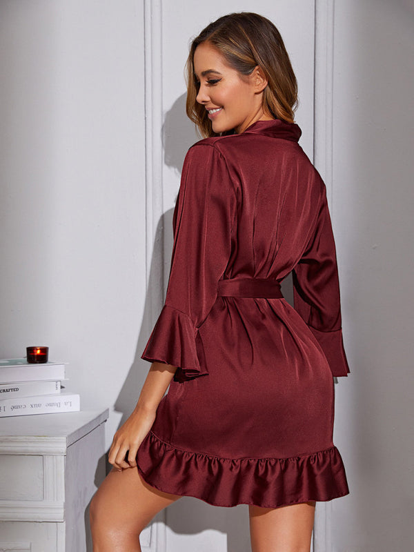 Women's Solid Polyester Woven Robe - Luxurious Loungewear