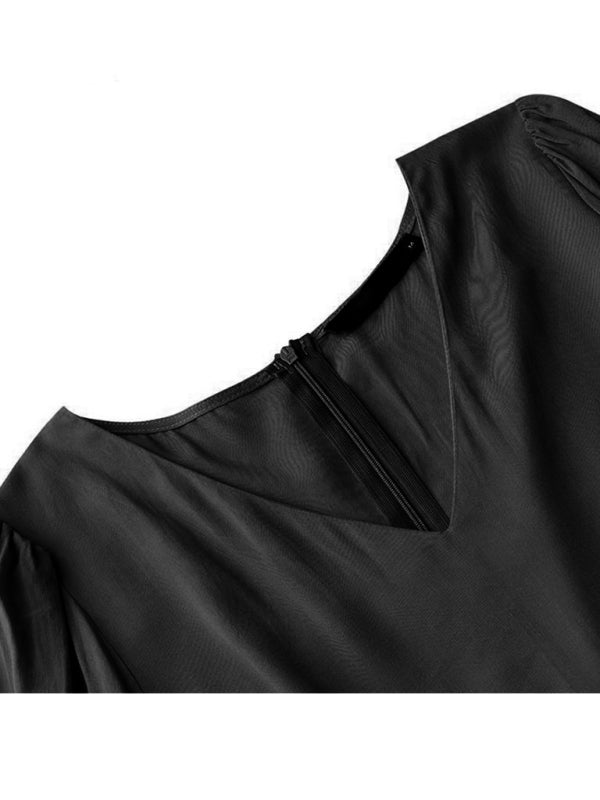 Autumn Swing Dress - Elegant Long Sleeve Flowy Midi Dress