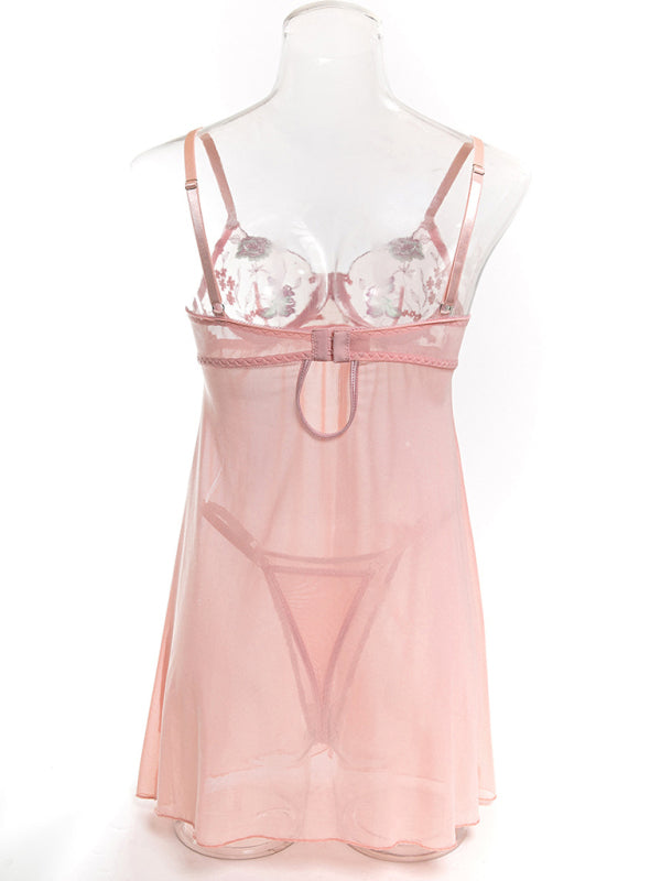 Floral Lace Embroidery Bra and Panty Set - Sexy Lingerie