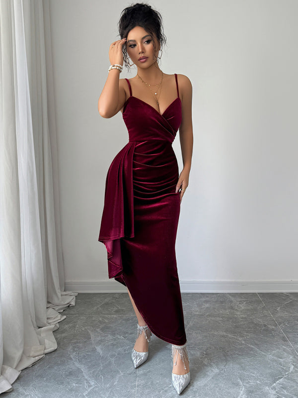 Elegant Suspender Evening Gown - Long Formal Dress