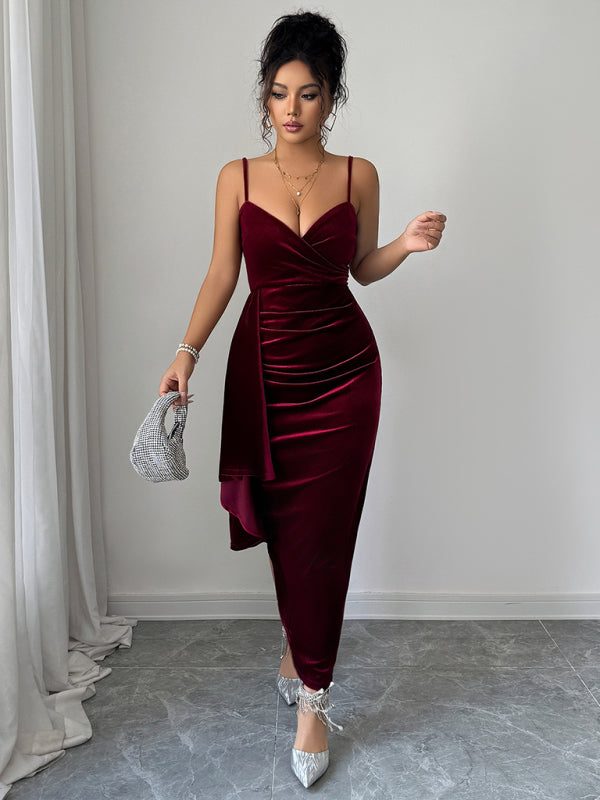 Elegant Suspender Evening Gown - Long Formal Dress